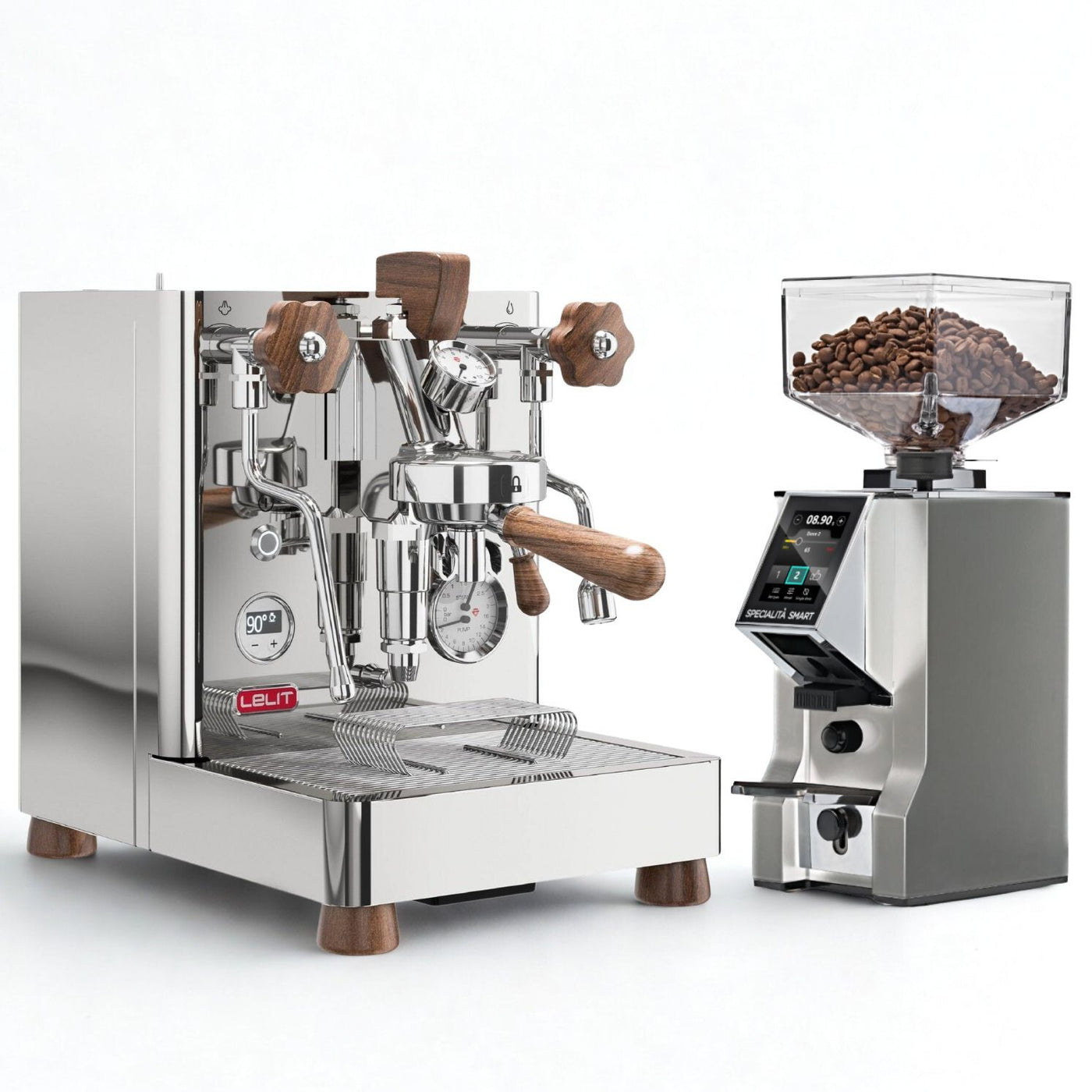 Lelit Bianca Silver Espresso Machine and Eureka Mignon Specialita Smart Grinder Combo Deal Special Offer