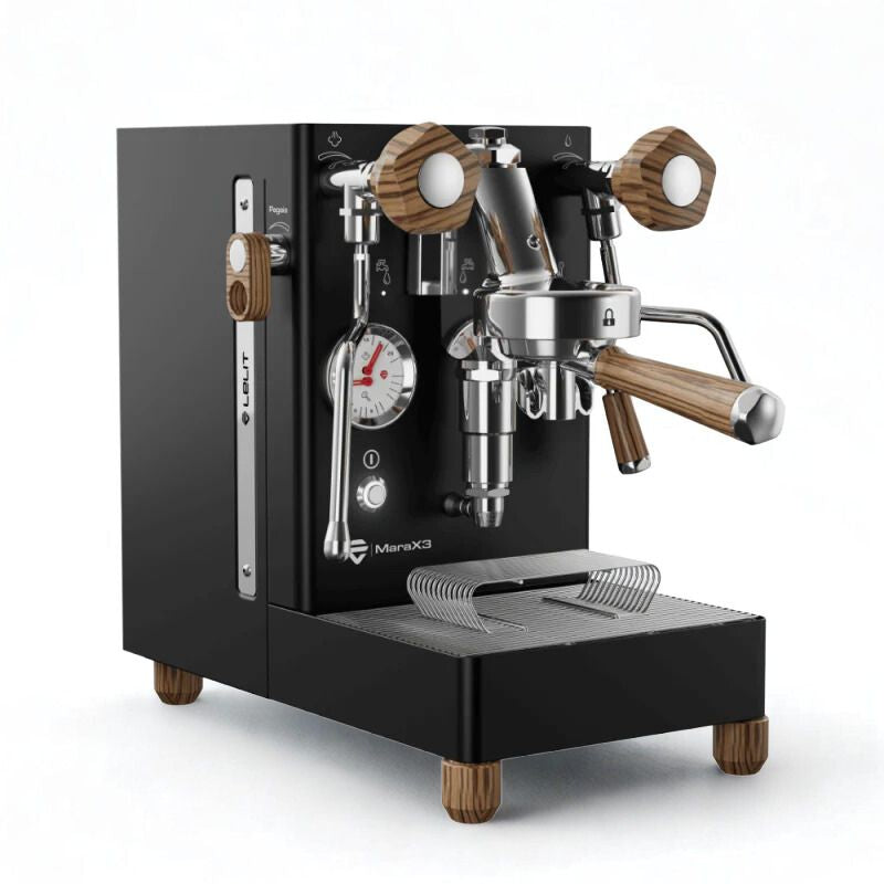 Lelit Mara X3 Black espresso machine with pagaia flow control