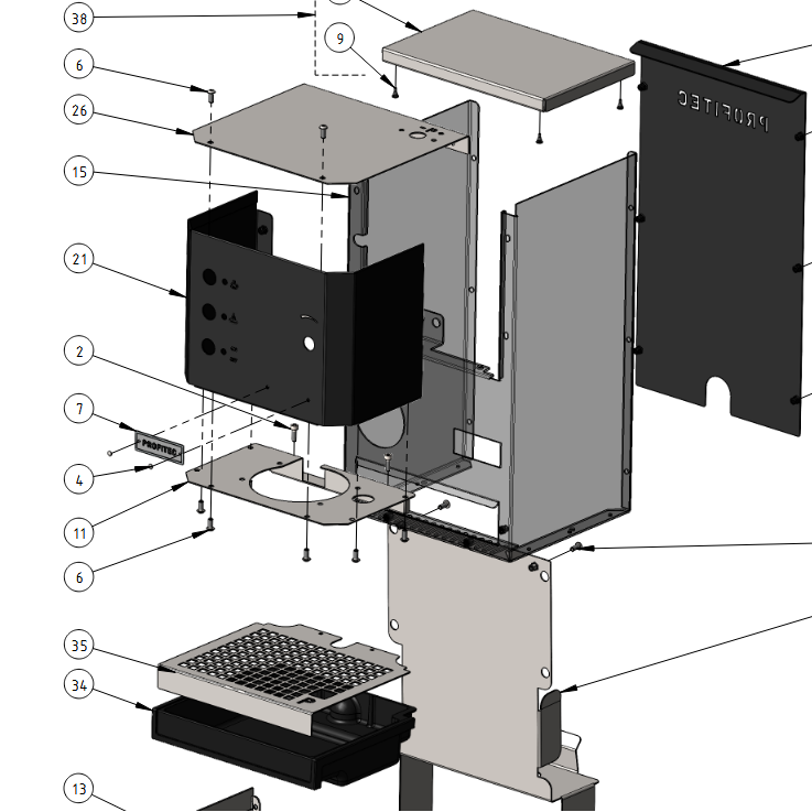 profitec go upper front casing EG100328-00
