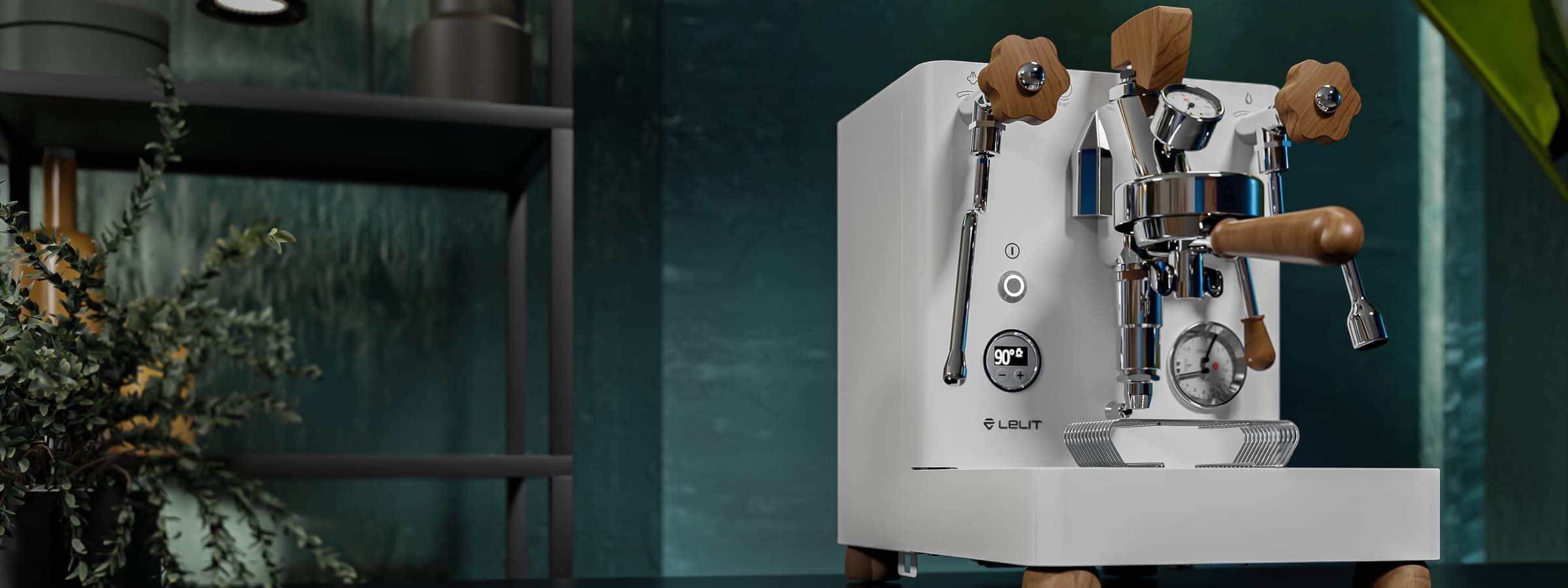 Lelit Bianca white espresso machine lifestyle 
