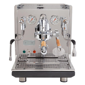 ECM Synchronika espresso machine with olive wooden handles