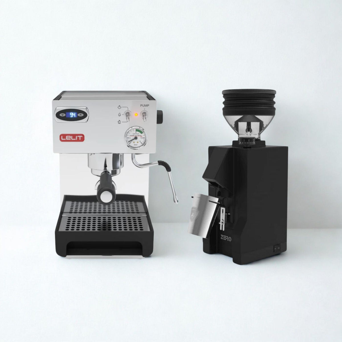 lelit anna with pid espresso machine and black eureka mignon zero grinder combo deal set