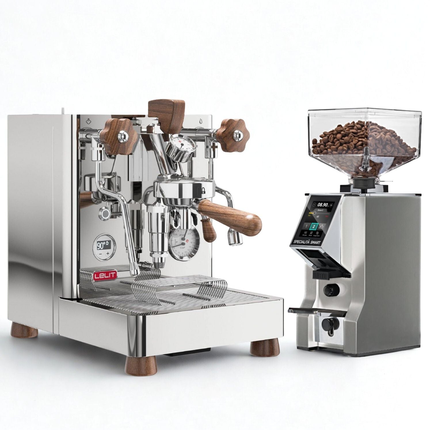 Lelit Bianca Silver Espresso Machine and Eureka Mignon Specialita Smart Grinder Combo Deal Special Offer