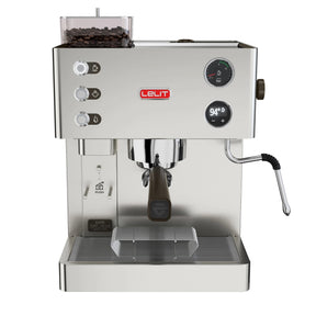 Lelit Kate PL82T Silver Espresso Machine & Grinder with LCC front view