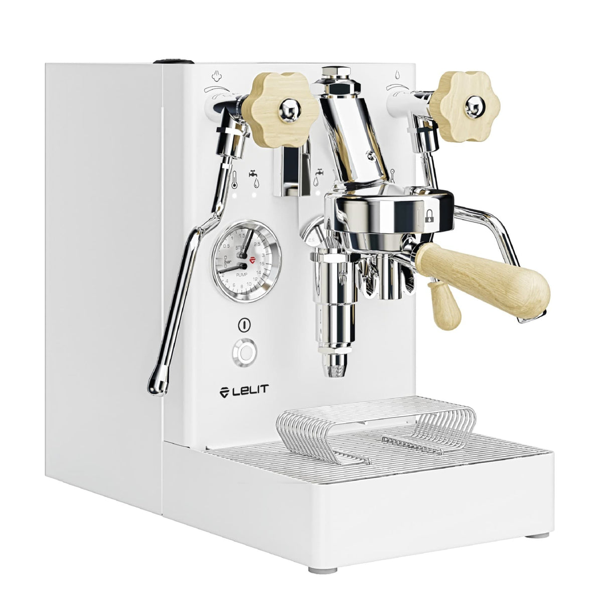 Lelit Mara X V2 white espresso machine corner