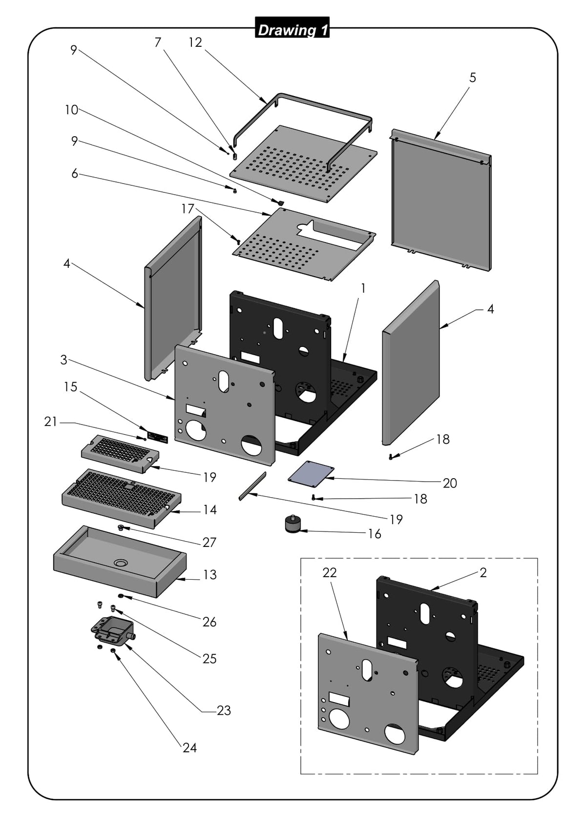 Profitec Pro 700 Parts Exploded Diagram Body and Components