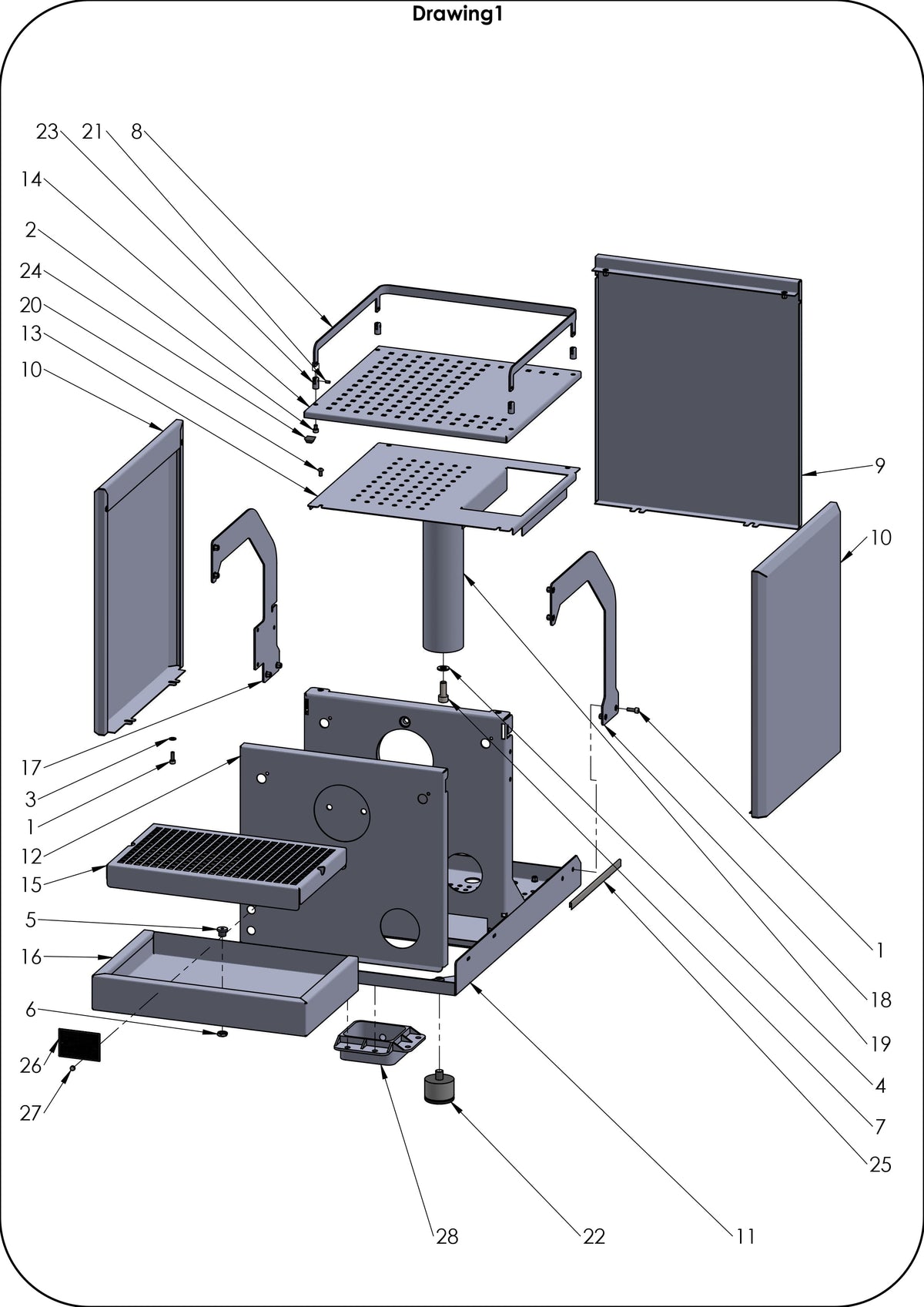 Profitec pro 800 V1 body and components exploded parts diagram