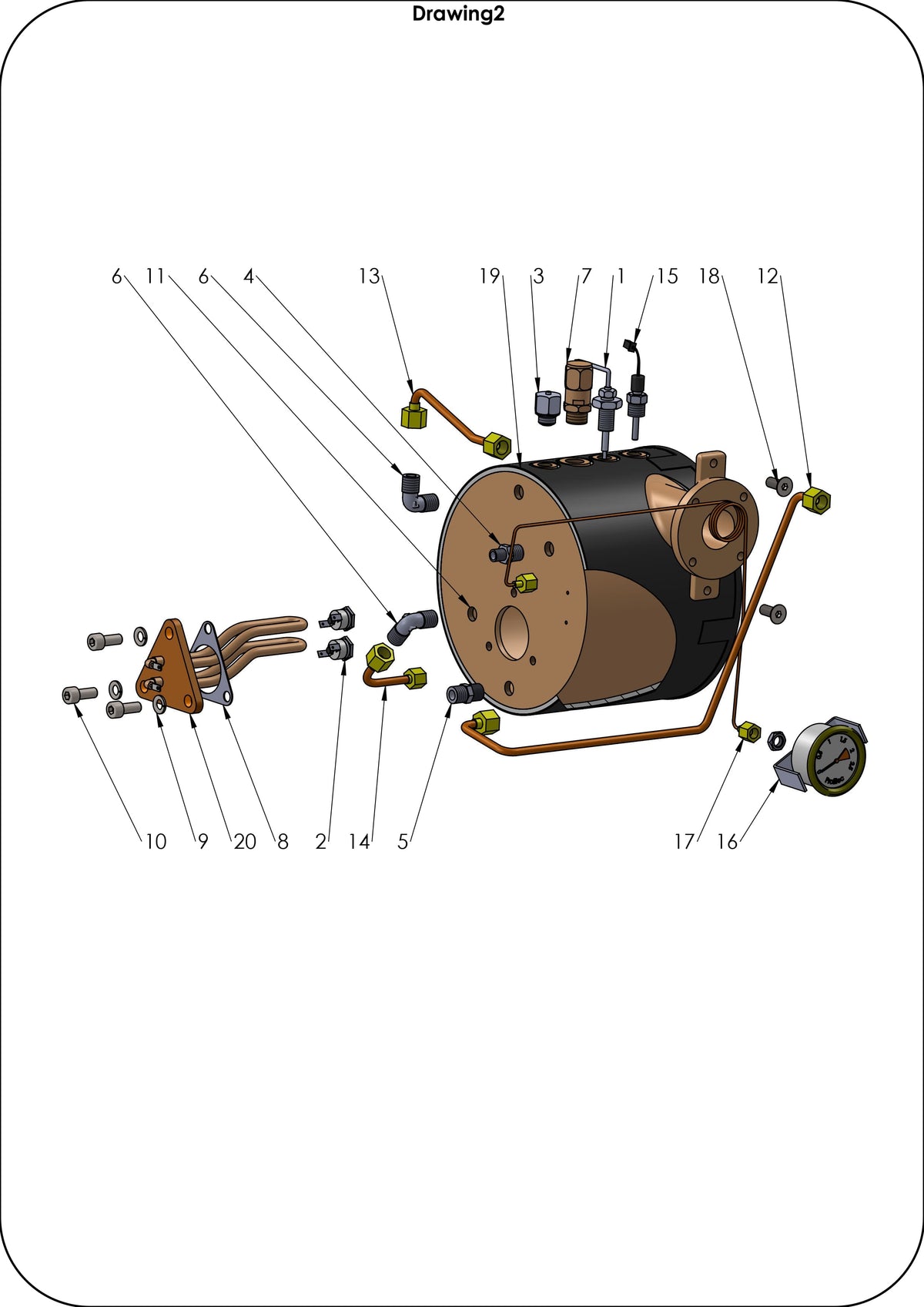 Profitec pro 800 V1 boiler exploded parts diagram