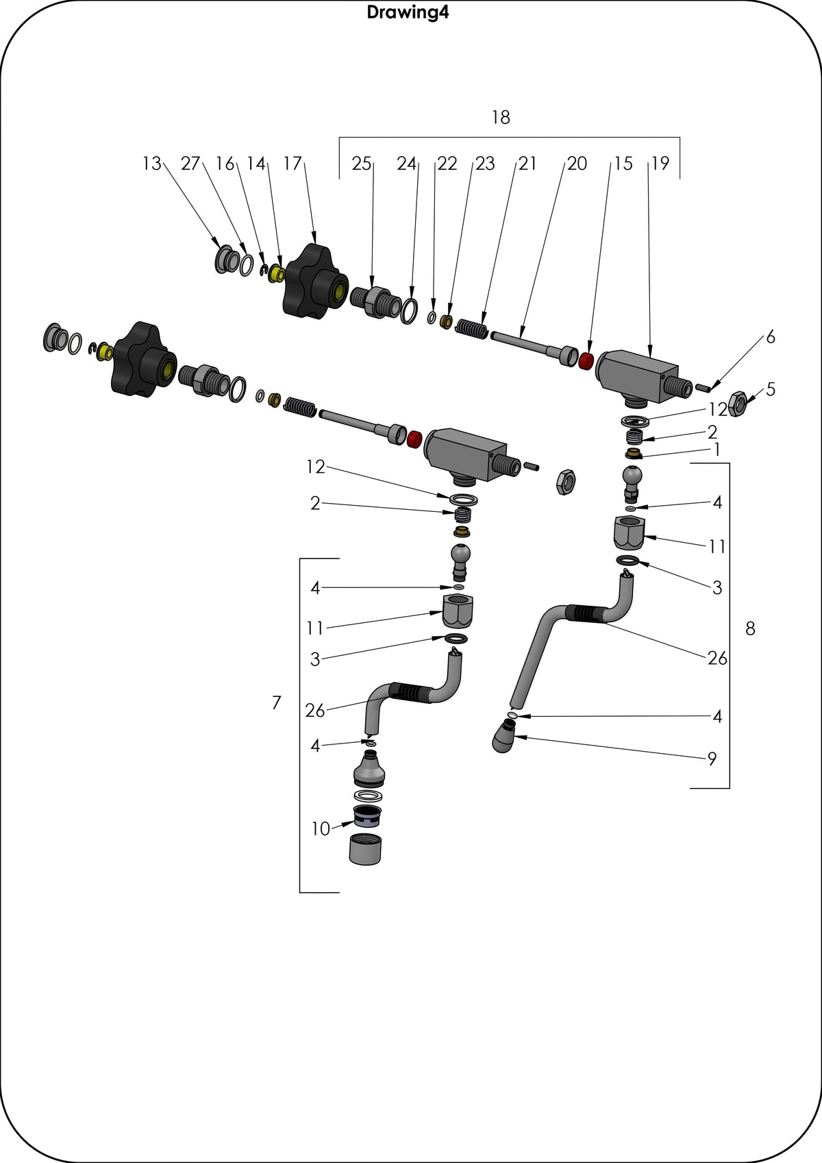 Profitec pro 800 V1 valves exploded parts diagram