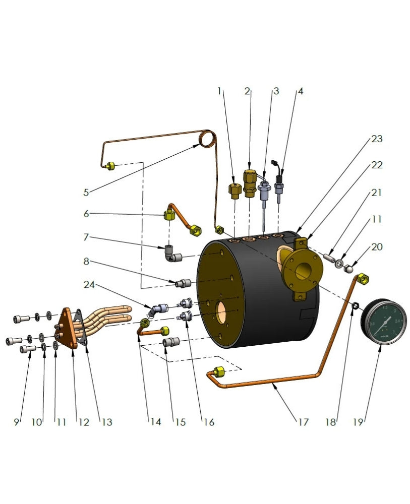 Profitec pro 800 /810 V2 boiler exploded parts diagram