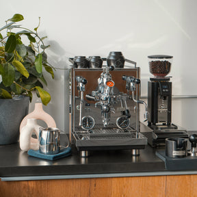 Profitec Drive espresso machine lifestyle shot with grinder