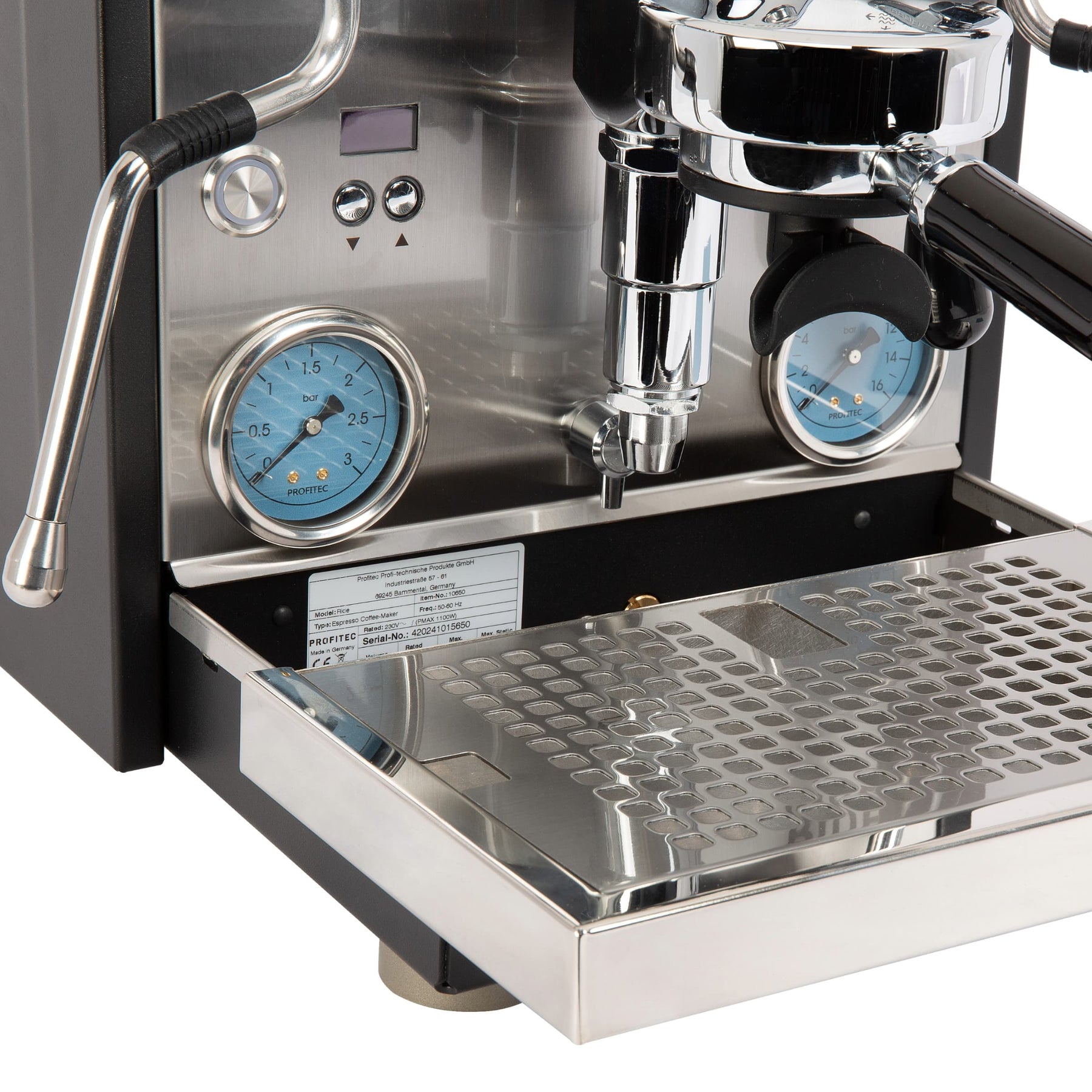 Profitec Ride espresso machine drip tray detail