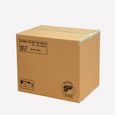 Cardboard box with shipping labels on a white background