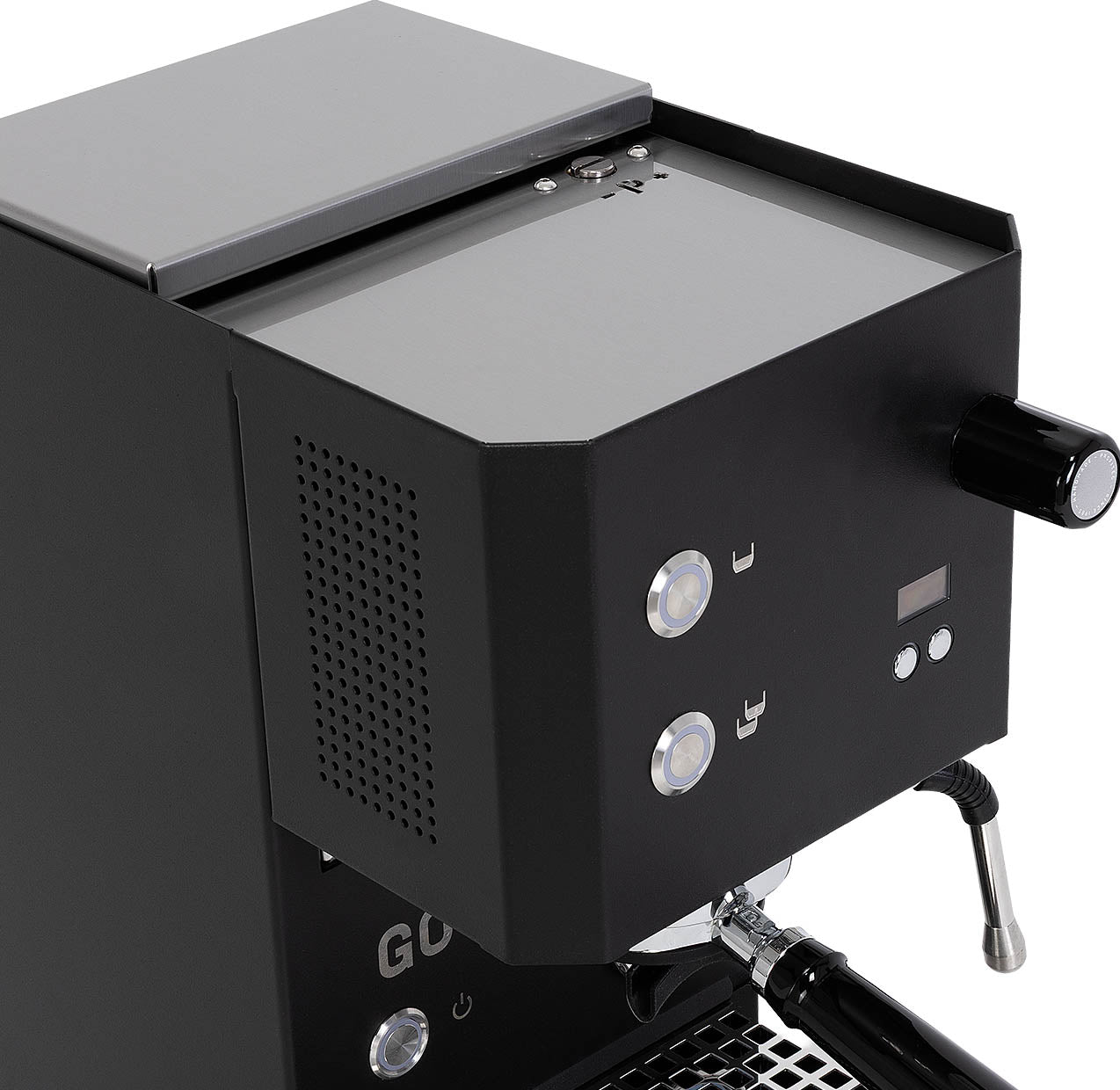 new version profitec go 2.0 black espresso machine top of machine and water tank cover