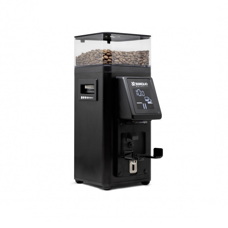 rancilio stile grinder in black touch screen display