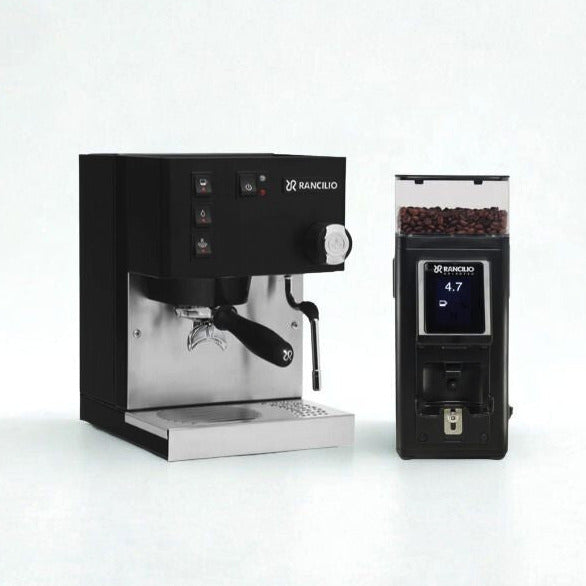 rancilio silvia v6 black combo with black stile grinder combo deal
