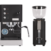 profitec go combo deal, grinder, espresso machine, knock drawer and tamping stand.